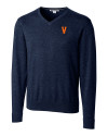 Virginia Hoos College Vault Cutter & Buck Lakemont Tri-Blend Mens V-Neck Pullover Sweater Liberty Navy Mannequin Thumbnail Image