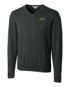 George Mason Patriots College Vault Cutter & Buck Lakemont Tri-Blend Mens V-Neck Pullover Sweater Charcoal Heather Mannequin Thumbnail Image