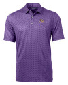 LSU Tigers Cutter & Buck Pike Banner Print Stretch Mens Polo College Purple Mannequin Thumbnail Image
