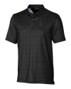 Southern Illinois Salukis College Vault Cutter & Buck Pike Micro Floral Print Stretch Mens Polo Black Mannequin Thumbnail Image