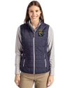 FIU Panthers College Vault Cutter & Buck Rainier PrimaLoft® Womens Eco Insulated Full Zip Puffer Vest Dark Navy/Silver Front Thumbnail Image