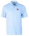 Ole Miss Rebels College Vault Cutter & Buck Pike Constellation Print Stretch Mens Polo Atlas Light Blue Mannequin Thumbnail Image