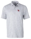 Ole Miss Rebels College Vault Cutter & Buck Pike Constellation Print Stretch Mens Polo Polished Medium Gray Mannequin Thumbnail Image