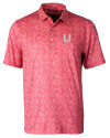 Utah Utes College Vault Cutter & Buck Pike Constellation Print Stretch Mens Polo Red Mannequin Thumbnail Image