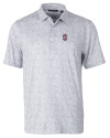 Southern Illinois Salukis College Vault Cutter & Buck Pike Constellation Print Stretch Mens Polo Polished Medium Gray Mannequin Thumbnail Image