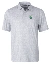 Tulane Green Wave College Vault Cutter & Buck Pike Constellation Print Stretch Mens Polo Polished Medium Gray Mannequin Thumbnail Image