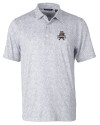 Utah State Aggies College Vault Cutter & Buck Pike Constellation Print Stretch Mens Polo Polished Medium Gray Mannequin Thumbnail Image