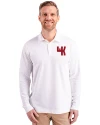 Western Kentucky Hilltoppers College Vault Cutter & Buck Advantage Eco Tri-Blend Pique Mens Big and Tall Long Sleeve Polo White Front Thumbnail Image