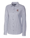 Louisville Cardinals College Vault Cutter & Buck Stretch Oxford Stripe Womens Long Sleeve Dress Shirt Charcoal Mannequin Thumbnail Image