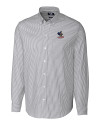 Delaware Fightin' Blue Hens College Vault Cutter & Buck Stretch Oxford Stripe Mens Big and Tall Long Sleeve Dress Shirt Charcoal Mannequin Thumbnail Image