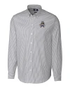 Utah State Aggies College Vault Cutter & Buck Stretch Oxford Stripe Mens Big and Tall Long Sleeve Dress Shirt Charcoal Mannequin Thumbnail Image