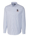 Delaware Fightin' Blue Hens College Vault Cutter & Buck Stretch Oxford Stripe Mens Long Sleeve Dress Shirt French Blue Mannequin Thumbnail Image