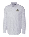 Utah State Aggies College Vault Cutter & Buck Stretch Oxford Stripe Mens Long Sleeve Dress Shirt Light Blue Mannequin Thumbnail Image