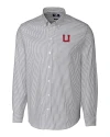 Utah Utes College Vault Cutter & Buck Stretch Oxford Stripe Mens Long Sleeve Dress Shirt Charcoal Mannequin Thumbnail Image