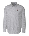 Ohio State Brutus Vintage Cutter & Buck Stretch Oxford Stripe Mens Long Sleeve Dress Shirt Charcoal Mannequin Thumbnail Image