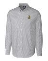 View image 2: Northern Arizona Lumberjacks College Vault Cutter & Buck Easy Care Stretch Oxford Stripe Mens Long Sleeve Button Down Shirt Charcoal Mannequin