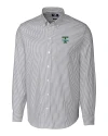 View image 2: Tulane Green Wave College Vault Cutter & Buck Easy Care Stretch Oxford Stripe Mens Long Sleeve Button Down Shirt Charcoal Mannequin