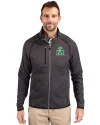 Marshall Thundering Herd College Vault Cutter & Buck Mainsail Sweater-Knit Mens Big and Tall Full Zip Jacket Charcoal Heather Front Thumbnail Image