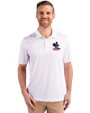 Delaware Fightin' Blue Hens College Vault Cutter & Buck Prospect Eco Textured Stretch Recycled Mens Short Sleeve Polo White Front Thumbnail Image