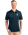 Villanova Wildcats College Vault Cutter & Buck Prospect Eco Textured Stretch Recycled Mens Short Sleeve Polo Navy Blue Front Thumbnail Image