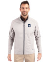Georgetown Hoyas College Vault Cutter & Buck Adapt Eco Knit Hybrid Recycled Mens Full Zip Jacket Polished Medium Gray Front Thumbnail Image