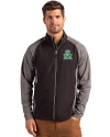 Marshall Thundering Herd College Vault Cutter & Buck Adapt Eco Knit Hybrid Recycled Mens Full Zip Jacket Black Heather/Black Front Thumbnail Image