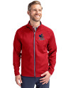 Delaware Fightin' Blue Hens College Vault Cutter & Buck Adapt Eco Knit Hybrid Recycled Mens Full Zip Jacket Red Front Thumbnail Image