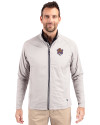 LSU Tigers College Vault Cutter & Buck Adapt Eco Knit Hybrid Recycled Mens Full Zip Jacket Polished Medium Gray Front Thumbnail Image