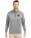 Ole Miss Rebels College Vault Cutter & Buck Adapt Eco Knit Stretch Recycled Mens Quarter Zip Pullover Polished Medium Gray Front Thumbnail Image