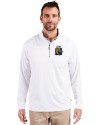 FIU Panthers College Vault Cutter & Buck Adapt Eco Knit Stretch Recycled Mens Quarter Zip Pullover White Front Thumbnail Image
