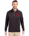 Utah Utes College Vault Cutter & Buck Adapt Eco Knit Stretch Recycled Mens Quarter Zip Pullover Black Front Thumbnail Image