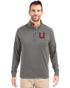 Utah Utes College Vault Cutter & Buck Adapt Eco Knit Stretch Recycled Mens Quarter Zip Pullover Elemental Grey Front Thumbnail Image