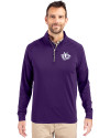 Texas Christian Horned Frogs College Vault Cutter & Buck Adapt Eco Knit Stretch Recycled Mens Quarter Zip Pullover College Purple Front Thumbnail Image