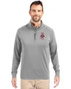 Washington State Cougars College Vault Cutter & Buck Adapt Eco Knit Stretch Recycled Mens Quarter Zip Pullover Polished Medium Gray Front Thumbnail Image