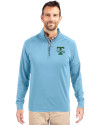 Tulane Green Wave College Vault Cutter & Buck Adapt Eco Knit Stretch Recycled Mens Quarter Zip Pullover Atlas Light Blue Front Thumbnail Image
