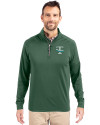Tulane Green Wave College Vault Cutter & Buck Adapt Eco Knit Stretch Recycled Mens Quarter Zip Pullover Hunter Green Front Thumbnail Image