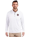 LSU Tigers College Vault Cutter & Buck Adapt Eco Knit Stretch Recycled Mens Quarter Zip Pullover White Front Thumbnail Image