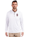 Southern Illinois Salukis College Vault Cutter & Buck Adapt Eco Knit Stretch Recycled Mens Quarter Zip Pullover White Front Thumbnail Image