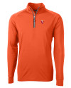 Virginia Tech Hokies College Vault Cutter & Buck Adapt Eco Knit Stretch Recycled Mens Quarter Zip Pullover College Orange Mannequin Thumbnail Image