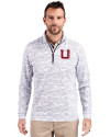 Utah Utes College Vault Cutter & Buck Traverse Stretch Eco Camo Print Quarter Zip Mens Big and Tall Pullover Charcoal Front Thumbnail Image