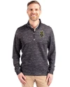 Wichita State Shockers College Vault Cutter & Buck Traverse Stretch Eco Camo Print Quarter Zip Mens Big and Tall Pullover Black Front Thumbnail Image