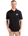 Texas Christian Horned Frogs College Vault Cutter & Buck Advantage Eco Tri-Blend Pique Mens Big and Tall Polo Black Front Thumbnail Image