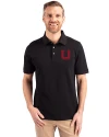 Utah Utes College Vault Cutter & Buck Advantage Eco Tri-Blend Pique Mens Polo Black Front Thumbnail Image