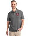 Utah Utes College Vault Cutter & Buck Advantage Eco Tri-Blend Pique Mens Polo Elemental Grey Front Thumbnail Image