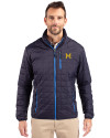 Michigan Wolverines College Vault Cutter & Buck Rainier PrimaLoft® Mens Eco Insulated Full Zip Puffer Jacket Dark Navy Front Thumbnail Image