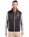 Washington State Cougars College Vault Cutter & Buck Rainier PrimaLoft® Mens Big and Tall Eco Insulated Full Zip Puffer Vest Black Front Thumbnail Image