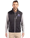 Northwestern Wildcats College Vault Cutter & Buck Rainier PrimaLoft® Mens Big and Tall Eco Insulated Full Zip Puffer Vest Black Front Thumbnail Image