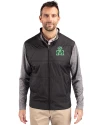 View image 1: Marshall Thundering Herd College Vault Cutter & Buck Stealth Recycled Hybrid Quilted Mens Windbreaker Jacket Black Front