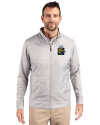 FIU Panthers College Vault Cutter & Buck Stealth Hybrid Quilted Mens Full Zip Windbreaker Jacket Polished Medium Gray Front Thumbnail Image
