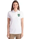 Tulane Green Wave College Vault Cutter & Buck Advantage Eco Tri-Blend Pique Womens Polo White Front Thumbnail Image